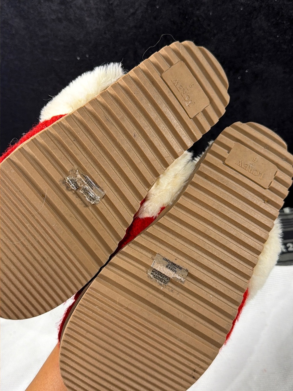 J. Crew Red Slip-On Kids Faux-Fur Lined Slippers